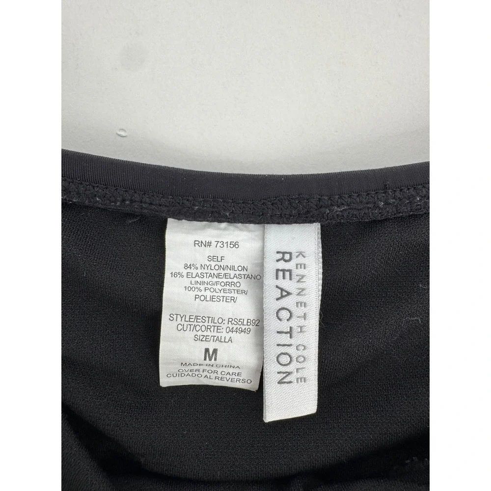 Kenneth Cole Reaction Womens Black Ruched Ruffle Swim Skirt Full Coverage Sz M